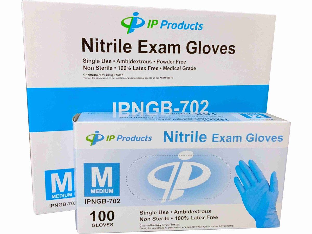 Medium Blue Nitrile Exam Gloves Powder-Free Latex-Free 100pk